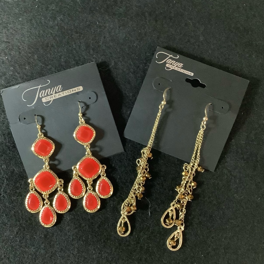 Red and Gold Earrings Set